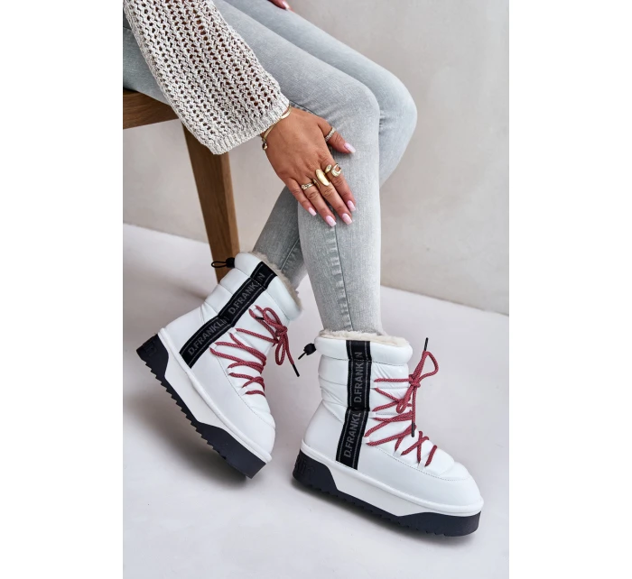 Śniegowce Damskie Na Grubej Podeszwie Wegańskie D.Franklin DFSH371007 Białe