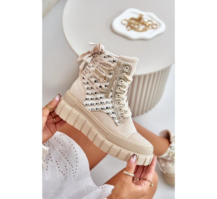 Vysoké Dámské Tenisky Na Masivní Platformě Světle Béžové model 21671400 - Boto