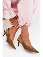 Dámské sandály z síťovaného materiálu na jehle Zelená Emiliana