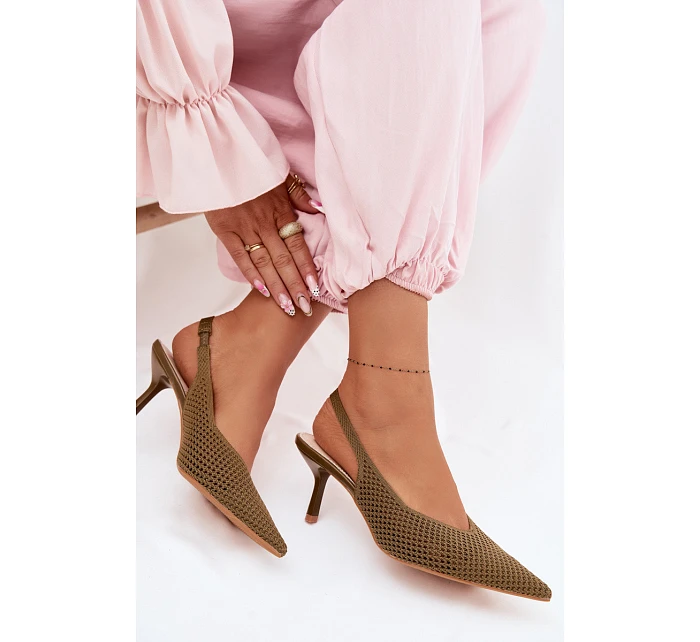 Dámské sandály z síťovaného materiálu na jehle Zelená Emiliana