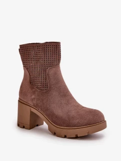 Dámske členkové topánky na zips Eco Suede Brown Rashmi