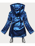 Svetlo modrá krátka dámska zimná bunda s ľadvinkou (OMDL-018)