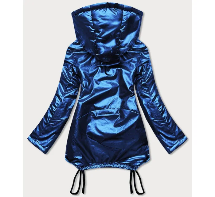 Svetlomodrá krátka dámska zimná bunda s obličkou (omdl-018)