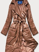 Hnedá oversize bunda z ekologickej kože (AG1-J9080)