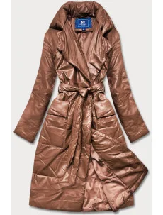 Hnedá oversize bunda z ekologickej kože (AG1-J9080)