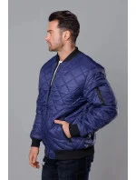 Tmavě modrá prošívaná pánská bunda typu "bomber" model 18344834 - J.STYLE