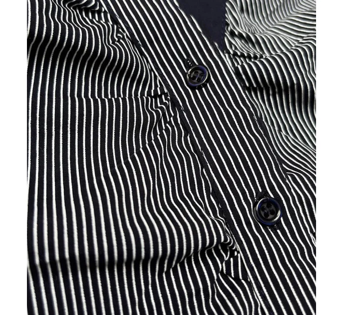 Tmavomodrá dámska nadrobno pruhovaná košeľa (SSY2026)