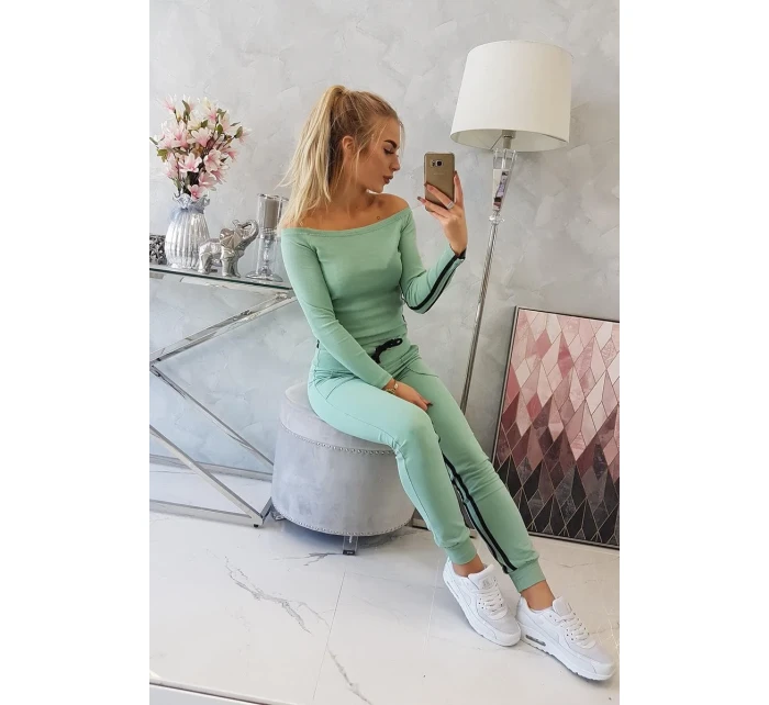 Súprava s dvojitými pruhmi tmavo mätová Súprava s dvojitými pruhmi tmavo mätová