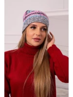 Fleecová čiapka Klaudia K255 ružová+tmavo šedá Fleecová čiapka Klaudia K255 ružová+tmavo šedá