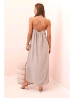 Dlouhé šaty bez ramínek fango