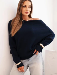 Dámský viskózový asymetrický svetr netopýří modrý