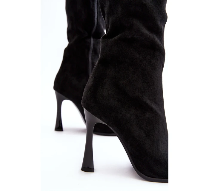 Dámské Kozačky Na Podpatku Černé model 21638674 - Boto