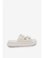 Piankowe Klapki Damskie Na Platformie Ecru Falowena Piankowe Klapki Damskie Na Platformie Ecru Falowena