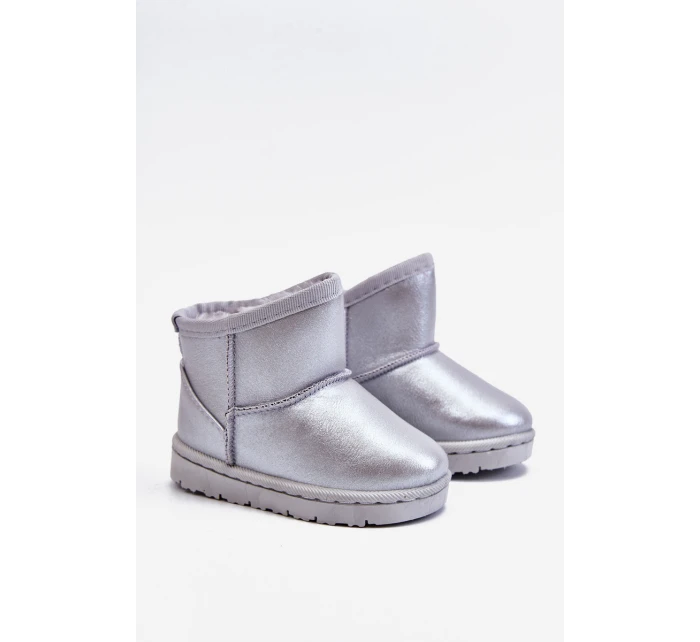 Ocieplane Dziecięce Botki Śniegowce Srebrne Scooby