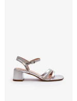 Dámske sandále na nízkom podpätku z ekokože Sergio Leone Silver Dámske sandále na nízkom podpätku z ekokože Sergio Leone Silver