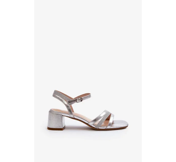 Dámske sandále na nízkom podpätku z ekokože Sergio Leone Silver Dámske sandále na nízkom podpätku z ekokože Sergio Leone Silver