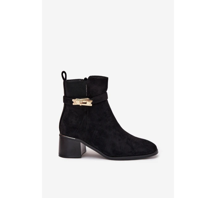 Dámske členkové topánky Sarona so zlatým zdobením - čierne Dámske členkové topánky Sarona so zlatým zdobením - čierne