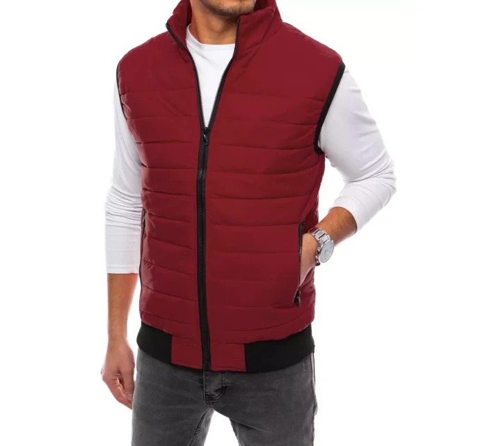 Pánska prešívaná vesta bordovej farby FashionStreet TX4016