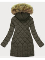 Prešívaná dámska zimná bunda v khaki farbe (LF808)