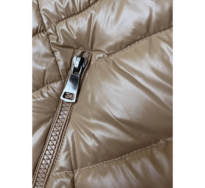 Béžová prošívaná dámská zimní bunda model 21246597 - MELYA MELODY