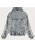 Dámska svetlomodrá voľná bunda s rozparky (W024)