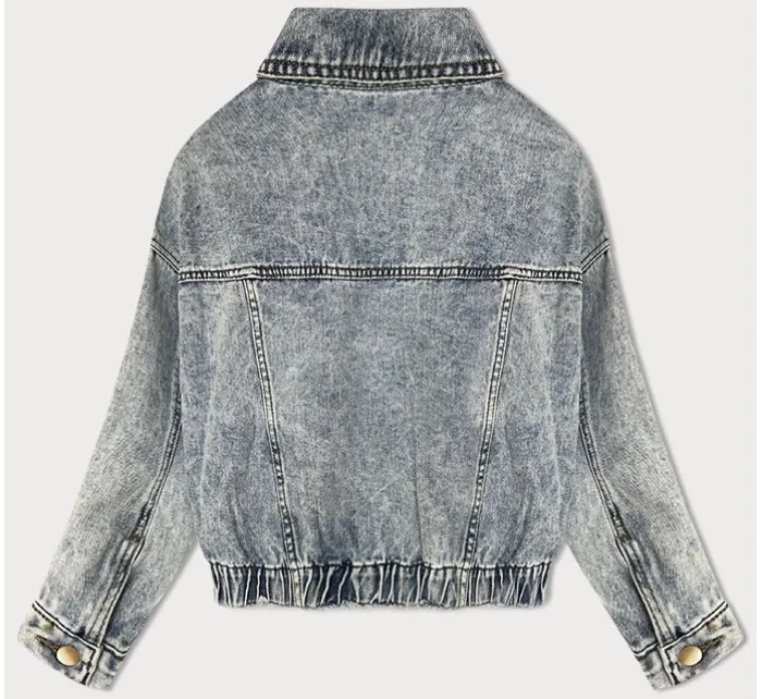 Dámska svetlomodrá voľná bunda s rozparky (W024)