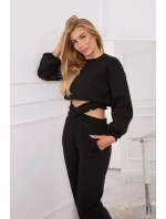 Zateplená súprava s krátkou mikinou čierna