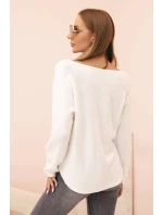 Dámsky viskózový sveter s výstrihom do V biely Dámsky viskózový sveter s výstrihom do V biely