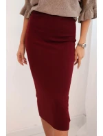 Dámska viskózna ceruzková sukňa s elastickým pásom bordová