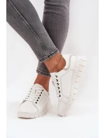 Skórzane Półbuty Damskie Ze Sznurowaniem Vinceza 41493 Białe