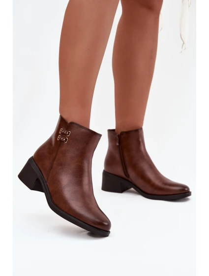 dámské kotníčkové boty na klínku hnědé model 21711943 - EVENTO