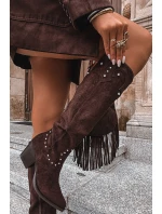 Damskie Kozaki Kowbojki Ze Zdobieniem Na Słupku Czekoladowe Darella Damskie Kozaki Kowbojki Ze Zdobieniem Na Słupku Czekoladowe Darella