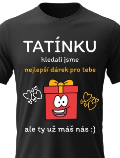 Pánské bavlněné tričko s potiskem - NEJLEPŠÍ DÁREK PRO TATÍNKA - černé