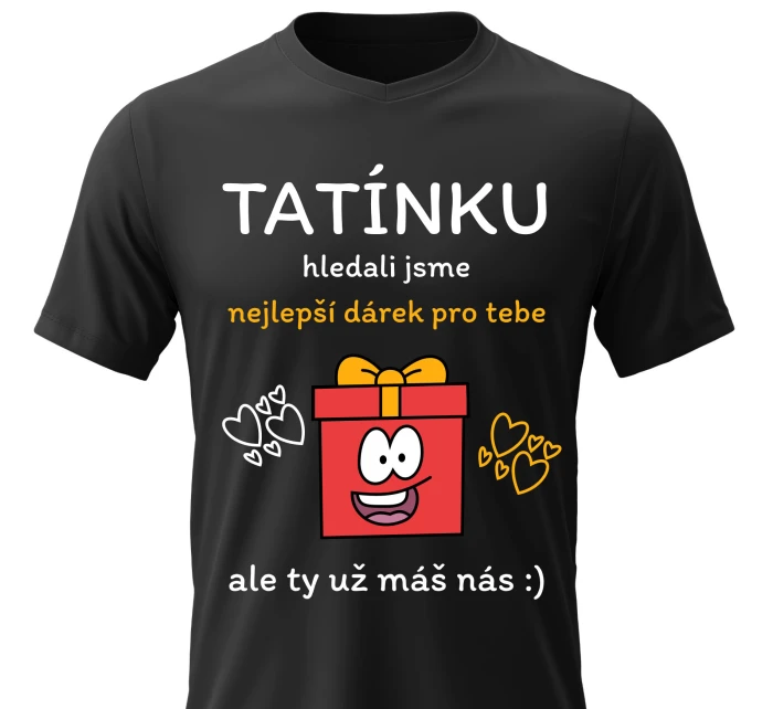 Pánské bavlněné tričko s potiskem - NEJLEPŠÍ DÁREK PRO TATÍNKA - černé