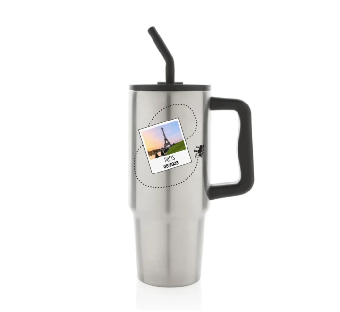 Vlastní text na cestovatelskou termosku s barevným víčkem