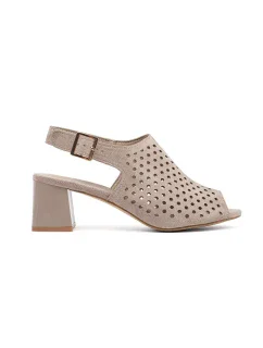 Pohodlné hnědé  sandály dámské na širokém podpatku