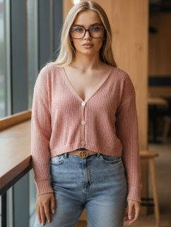 Dámsky ažurový sveter GOFFY peach FashionStreet MY2279