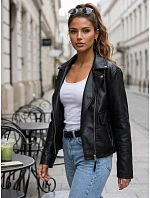 Dámska kožená bunda v štýle Ramones, čierna, FashionStreet TY5716 Dámska kožená bunda v štýle Ramones, čierna, FashionStreet TY5716