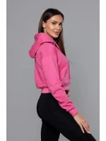 Krátká růžová tepláková mikina s kapucí model 18378833 - J.STYLE Krátká růžová tepláková mikina s kapucí model 18378833 - J.STYLE