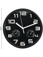 NÁSTENNÉ HODINY 25CM S TEPLOMEROM ČIERNE NÁSTENNÉ HODINY 25CM S TEPLOMEROM ČIERNE