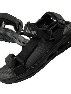 Lee Cooper pánske sandále na suchý zips na leto čierne ľahké