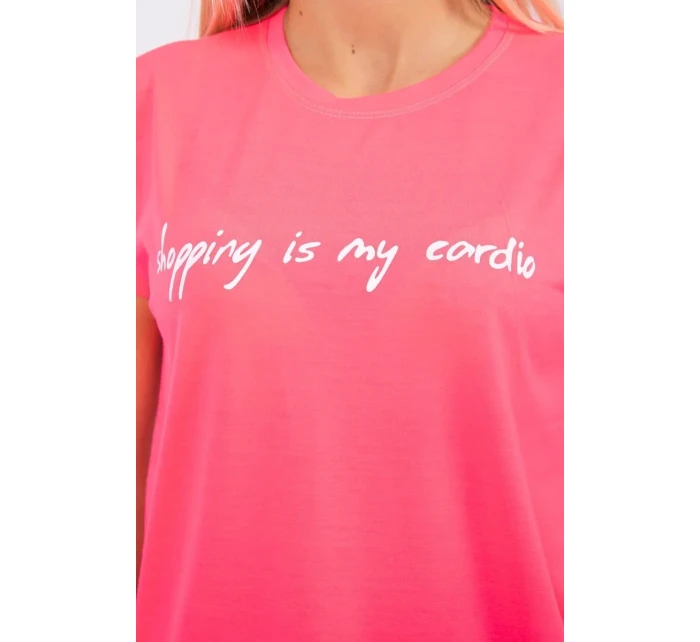 Nakupovanie je moja kardio blúzka ružová neónová