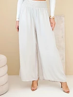 Dámske viskózové nohavice s elastickým pásom béžovej farby