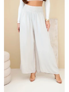 Dámské viskózové kalhoty s elastickým pasem béžové