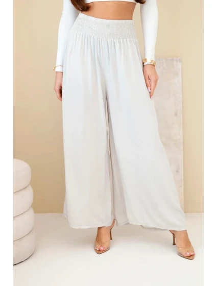 Dámské viskózové kalhoty s elastickým pasem béžové