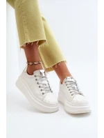 Dámské kožené tenisky na platformě GOE NN2N4033 Bílé