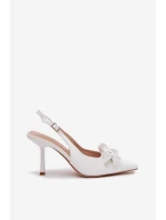 Dámské sandály na podpatku s mašlí bílé Jonera