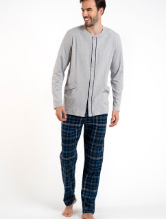 Pánske pyžamo Jakub, dlhý rukáv, dlhé nohavice - melange/print