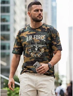Tshirt męski klasyczny moro z nadrukiem zielony model 22225083 - FashionStreet
