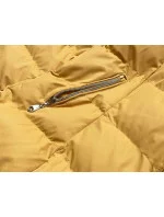 Žltá dámska zimná bunda s kapucňou (5M750-254)